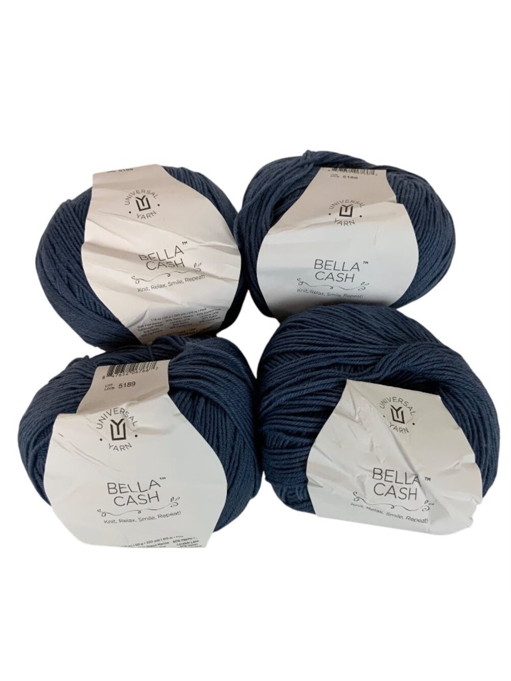 Universal Yarn Bella Cash 4 Skeins Fine Wool Cashmere Blend 230 Yds 50g Blue